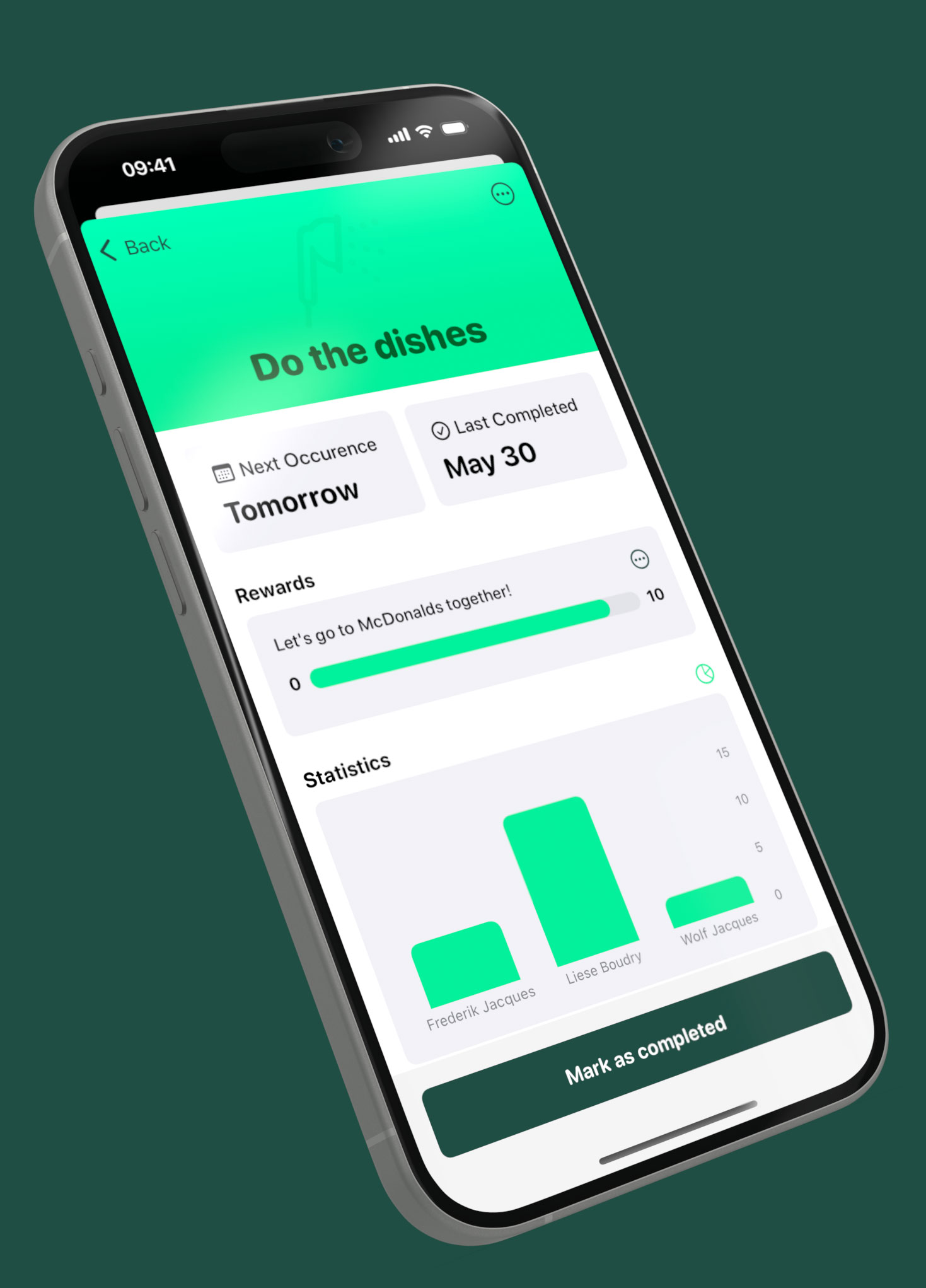Track who has completed a chore the most